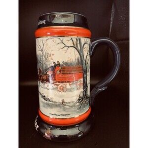 1990 Budweiser Holiday Christmas Stein Beer Mug  An American Tradition CS112